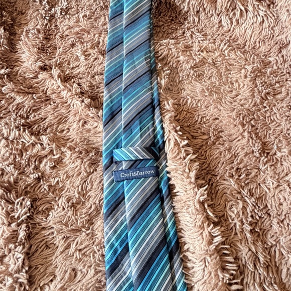 Striped Blue and Gray Men's Tie - Picture 3 of 6